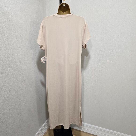 Jolie Joy Midi Dress Womens 3X Plus Beige Bodycon 2 Piece Bandeau Ribbed Stretch - Picture 4 of 8